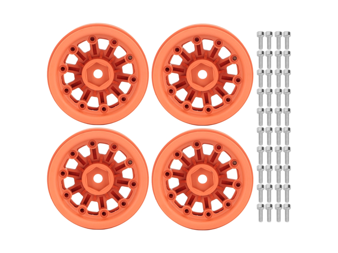 Roda De Beadlock Para Carros Rc 1/10 Axial Scx10 Traxxas Aro De 1.9in Laranja