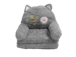 Sofá Infantil para Bebê Toddler Gato Desenho Animado Convertível Poltrona Cama Plegável Cinza 2 Camadas