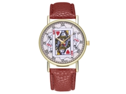 Relógio de pulso casual e elegante com pulseira de couro e movimento, na cor marrom, para homens e mulheres.