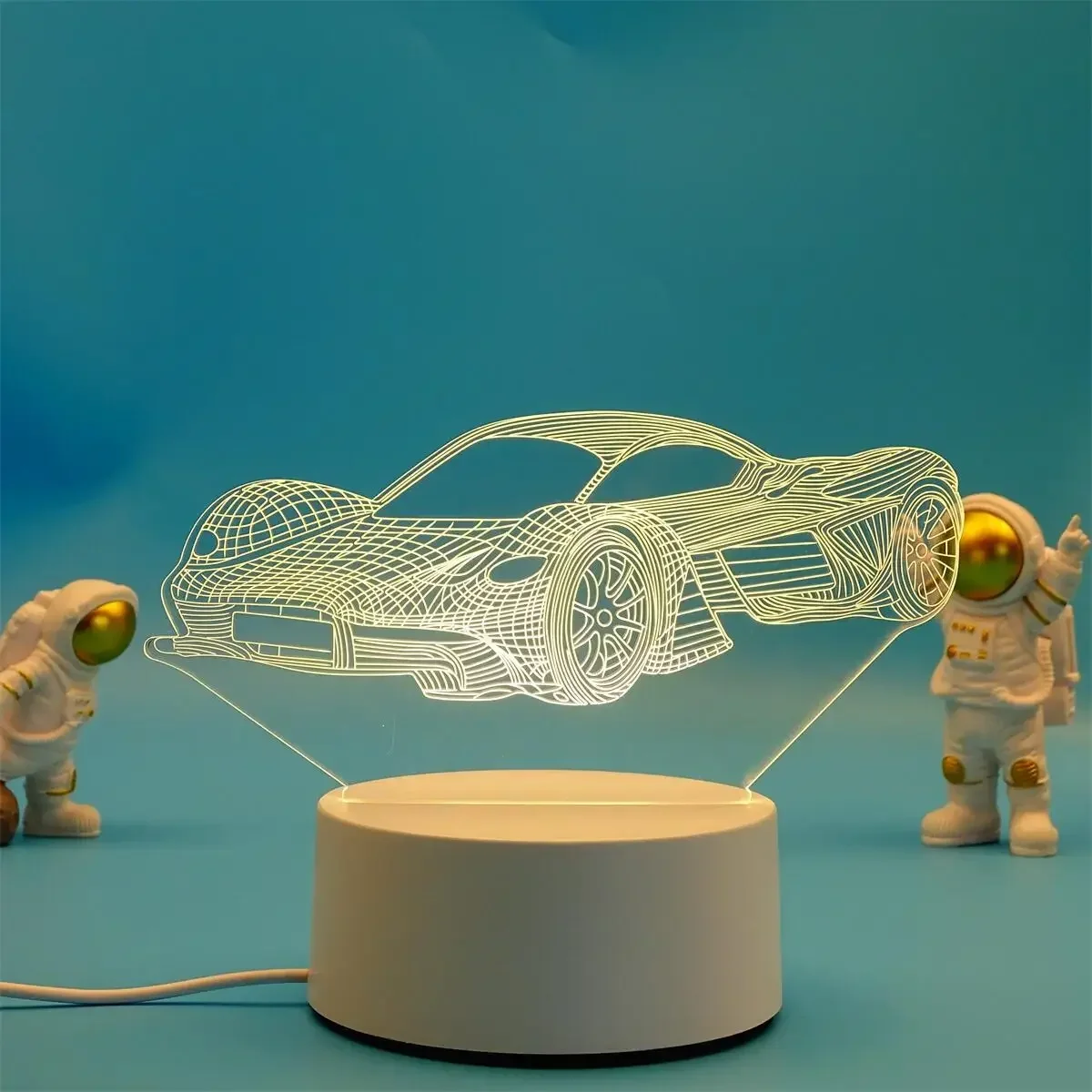 Luminária Noturna Led Usb 3d em Acrílico, Decoração para Quarto MDUG (luz Quente)