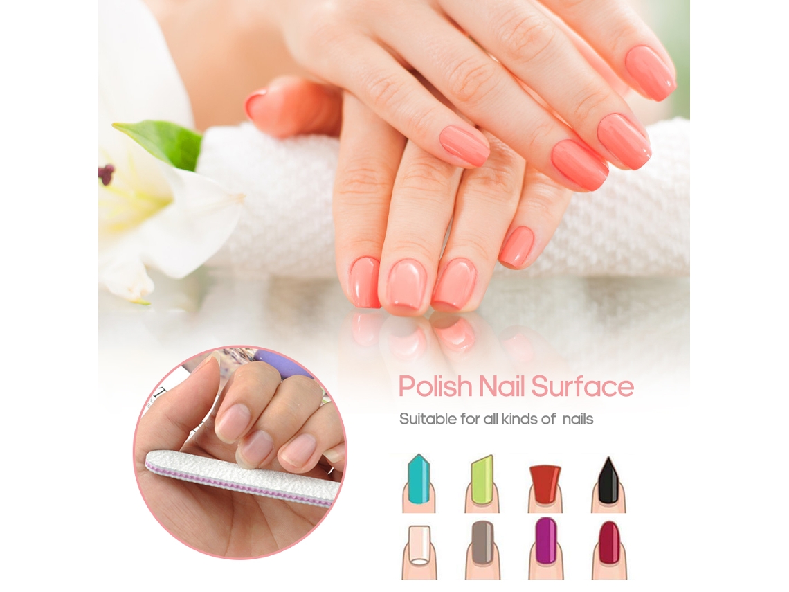 Kit De Manicure Com 15 Lixas Profissionais Duas Faces 100/180 Grit Para Unhas Naturais E Artificiais