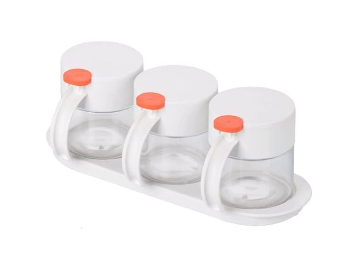 Porta-temperos de vidro, frasco para temperos, organizador de cozinha, hermético, à prova de umidade, laranja