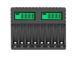 Carregador De Baterias Inteligente Com Visor Lcd E 8 Slots Para Pilhas Recarregáveis ​​aa/ Aaa Nicd Nimh.