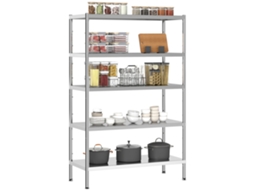 Prateleira De Cozinha De 5 Níveis, Ajustável Em 13 Alturas Diferentes, Aço Inoxidável, 91x40x139 Cm, Prateada