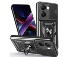 Capa Para Xiaomi Poco X7 , Com Proteção Deslizante Para A Lente Da Câmara Preto Panoona
