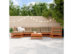 Vidaxl Conjunto De Lounge De Jardim 8 Unid. Castanho Encerado