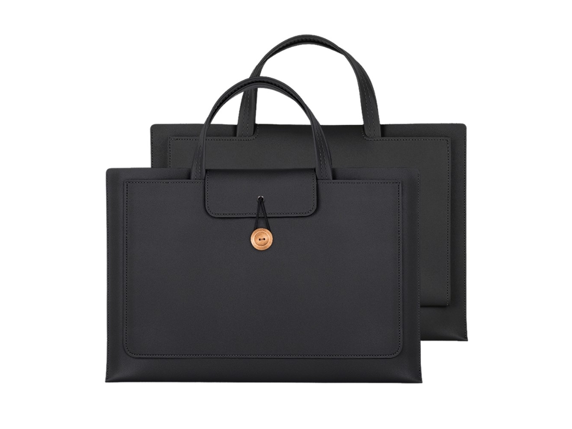 Bolsa De Transporte Para Laptop De 15/15,4/16 Com Proteção De Superfície De Couro Vegano E 3 Camadas Para Notebook Preta Brilvibera