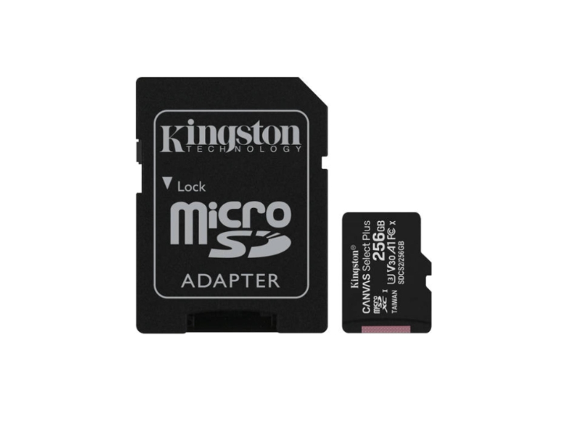 Cartão De Memória Microsd 256gb Adaptador | Velocidade 100mb/s | Classe 10 Uhs I | Full Hd Kingston Sd007 Preto