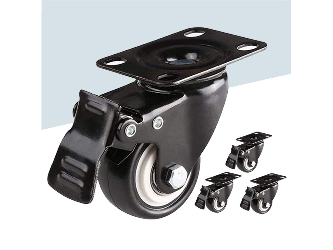 De 75 Mm Para Móveis Com Placa De Freio Industrial, (conjunto De 4), Silenciosos, Giratórios