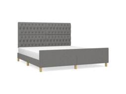Bed Frame With Headboard, Bed Frames With Headboards Vidaxl Cinzeto Tecido (180 X 200 Cm)