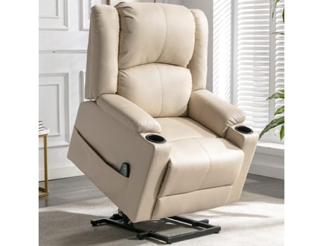 Poltrona COMHOMA Eléctrica Reclinável de Massagem Relaxante com Função de Massagem Vibratória de 8 Pontos, Aquecimento Lombar, Branco