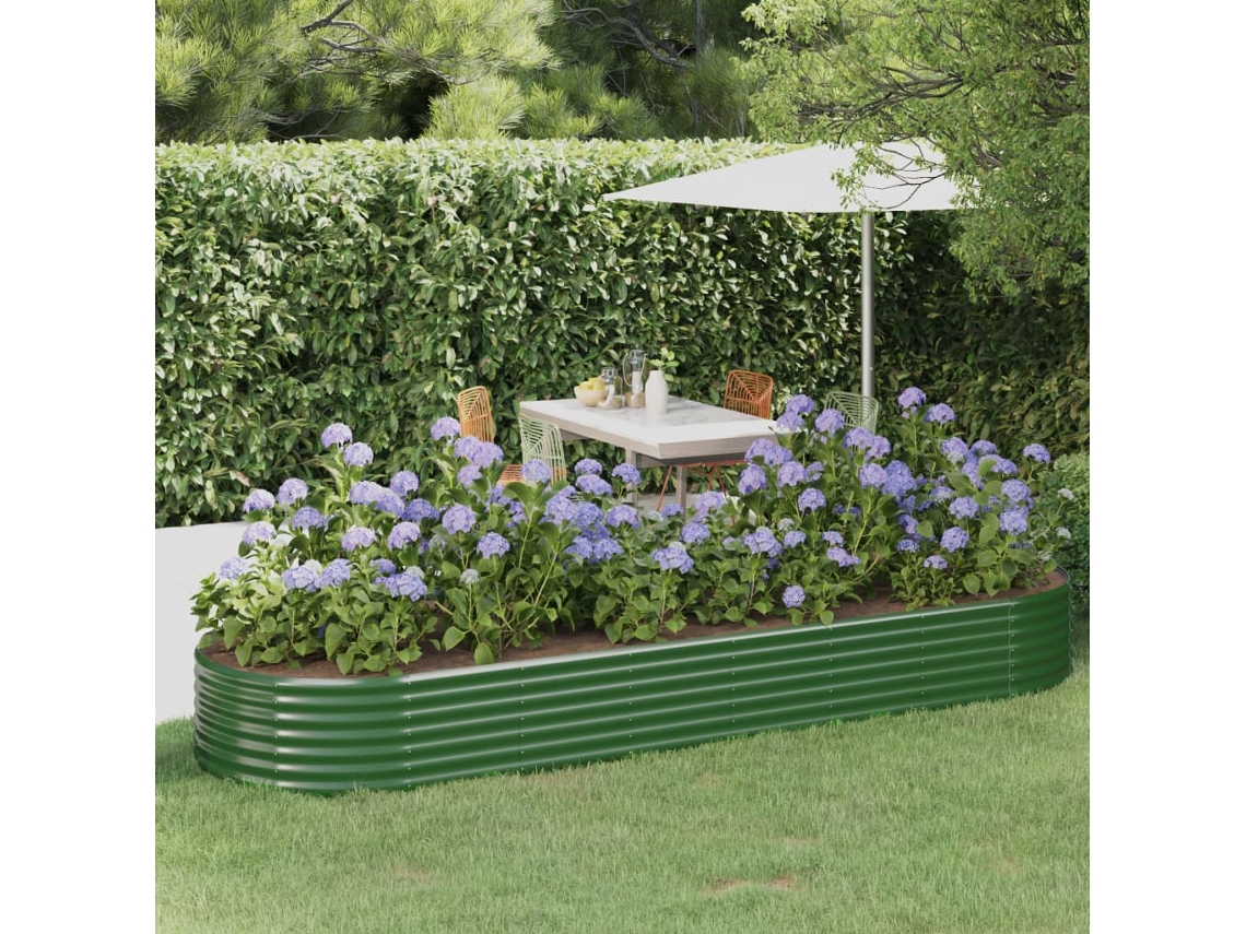 Vidaxl Canteiro Elevado Jardim 322x100x36 Cm Aço Galvanizado Verde