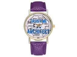 Relógio de pulso feminino elegante com movimento de quartzo, roxo