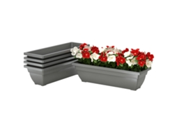 Kit 5 Vasos de Flores Plásticos para plantas jardim varanda 59x21x16cm cinza BTFORUS