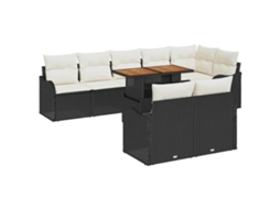 Maison Exclusive - Conjunto De Sofá De Jardim Com Almofada 9 Pcs Preto E Creme
