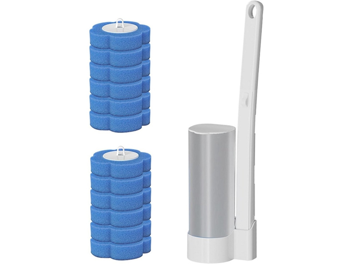 Escova Sanitária Descartável com Suporte e 12 Cabeças Dispensador de Fragrância. o da Pode Ser Usado para Limpar Vasos Sanitários Ralos Piso AQUAFORGE