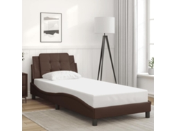 Vidaxl Estrutura De Cama Sem Colchão Zadar 100x200cm Couro Artificial Castanho