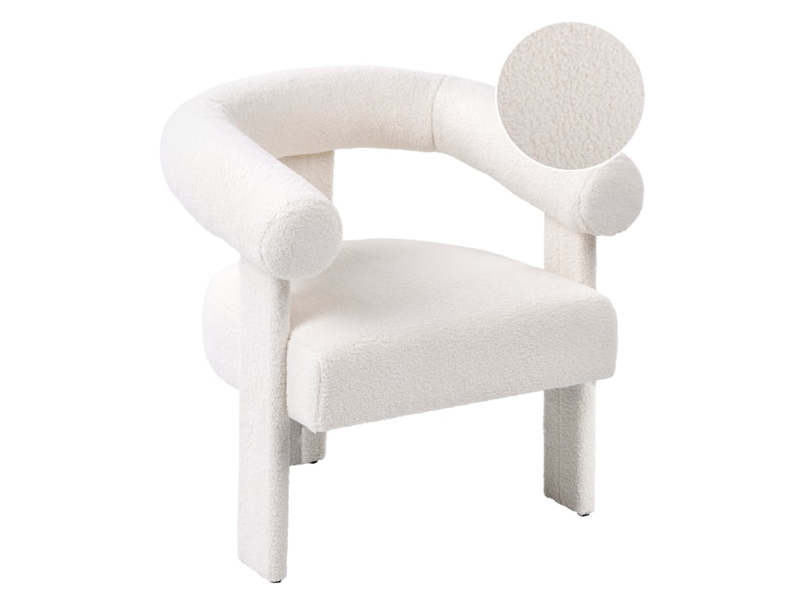Sillón Beliani Ilbro De Bouclé Blanco 77x68x76