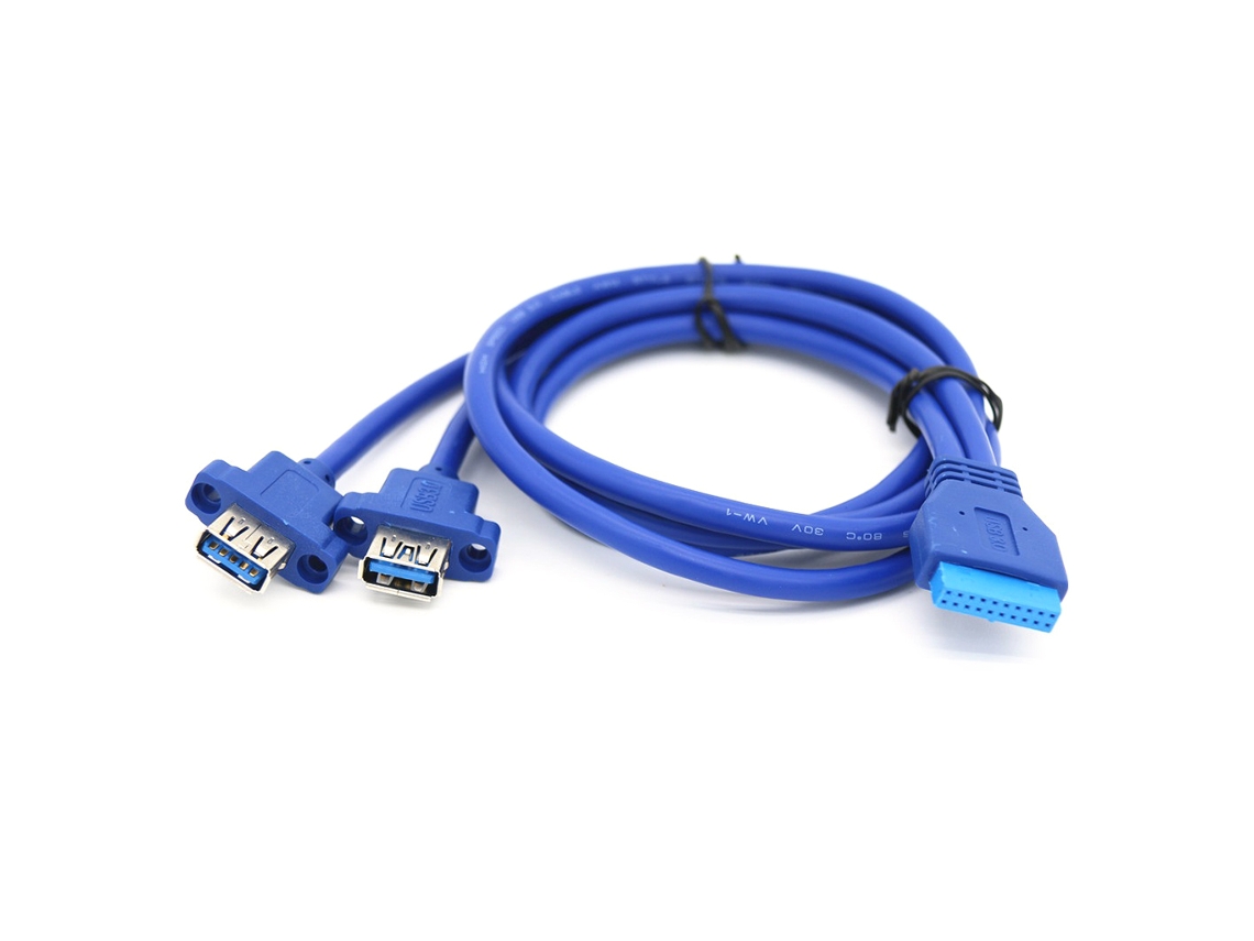 Cabo Extensor De Placa Mãe Com 2 Conectores Usb 3.0 Para Pci De 20 Pinos, 51 Cm Aquaforge