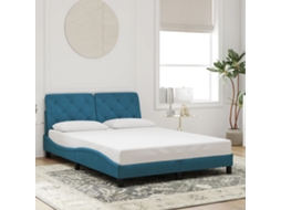 Estrutura De Cama C/ Cabeceira 120x200 Cm Veludo Azul