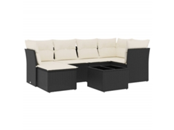 Conjunto de 7 Sofás para Jardim com Almofadões Vime Pe Preto MAISON EXCLUSIVE (7 pcs)