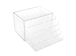 Caixa organizadora transparente Rebe-Box, vazia, para decoração de unhas, com 120 compartimentos. Organiza seus itens de nail art.