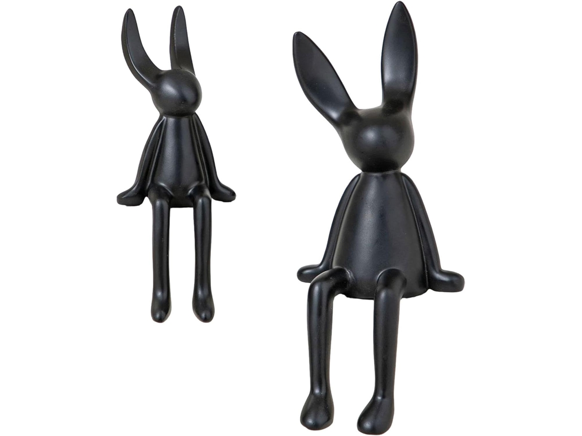 Lote De 2 Estatuetas De Lapin Assis Em Cerâmica, Decoração De Estilo,