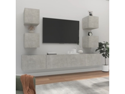 Vidaxl Conjunto Móveis De Tv 6 Pcs Madeira Processada Cinzento Cimento
