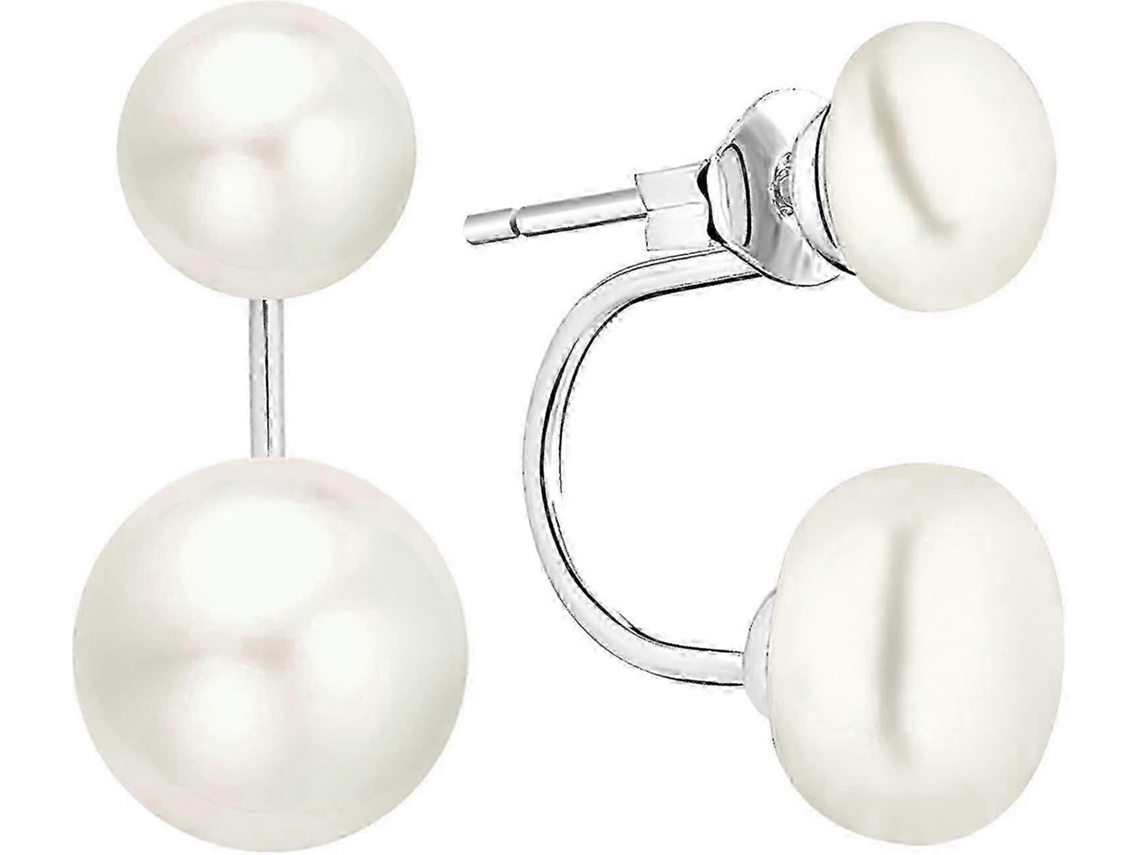 Brincos De Duas Pérolas Em Prata 925, Elegantes, Para Mulheres