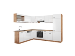 Cozinha de canto R-Line, 227 x 287 cm, carvalho PT, branco brilhante/carvalho dourado, Vicco