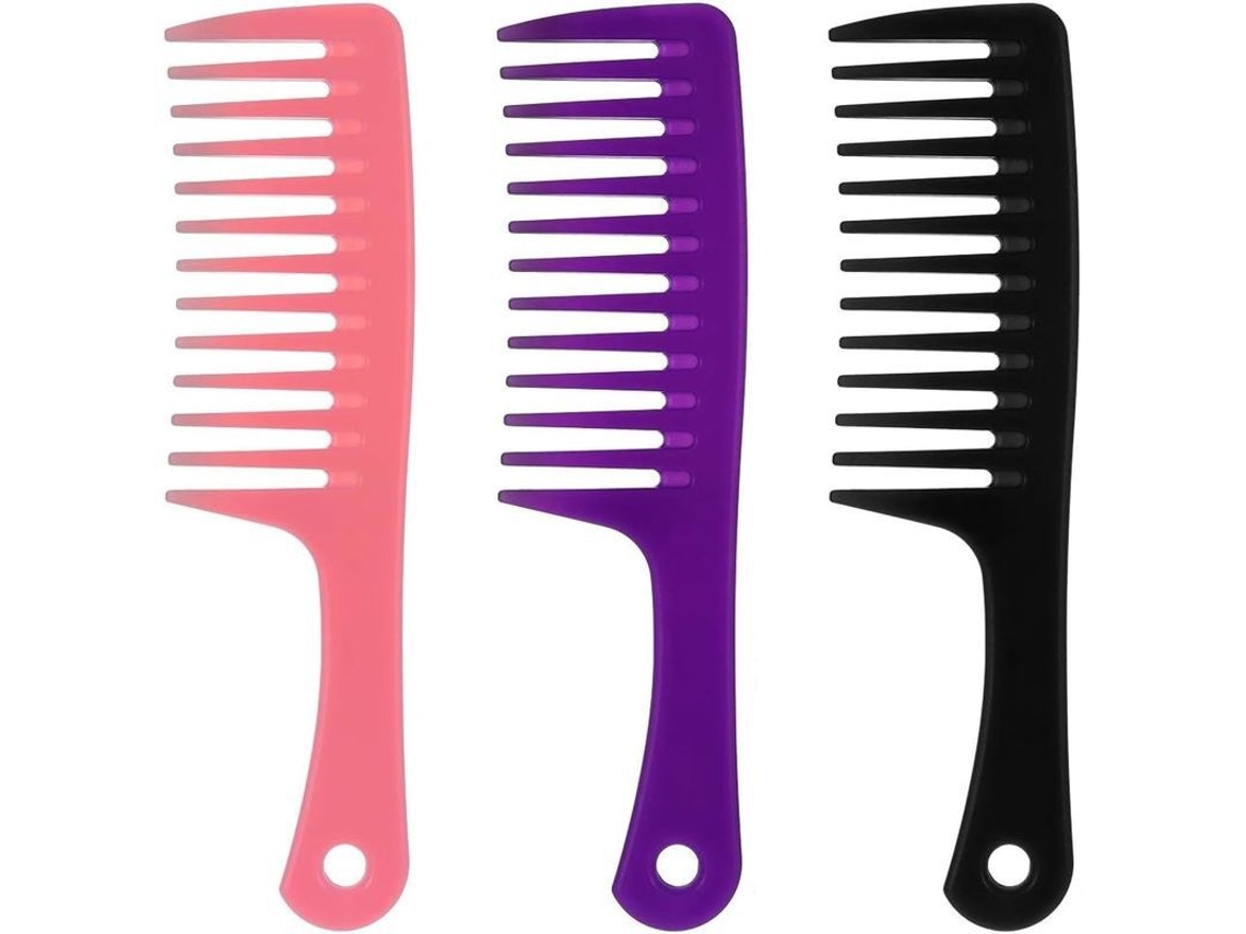 Pente Longo Antiestático, 3 Peças, Desembaraçador para Cabelo Seco e Mídido