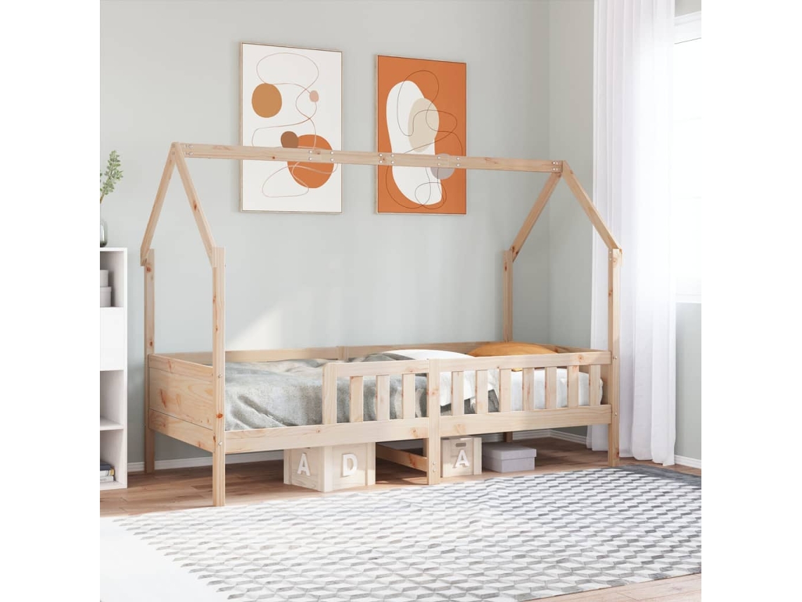 Vidaxl Cama Infantil Formato Casa 90x190 Cm Madeira De Pinho Maciça