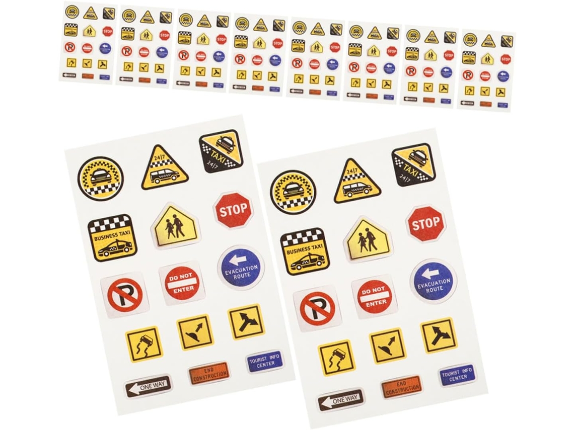 20 Folhas De Adesivos/decalques De Placas De Trânsito Para Meninos/meninas