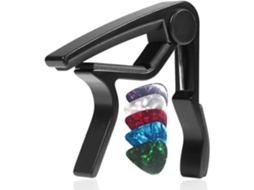 Lurelia Capotraste Para Guitarra Com Palhetas Preto 5 Palhetas