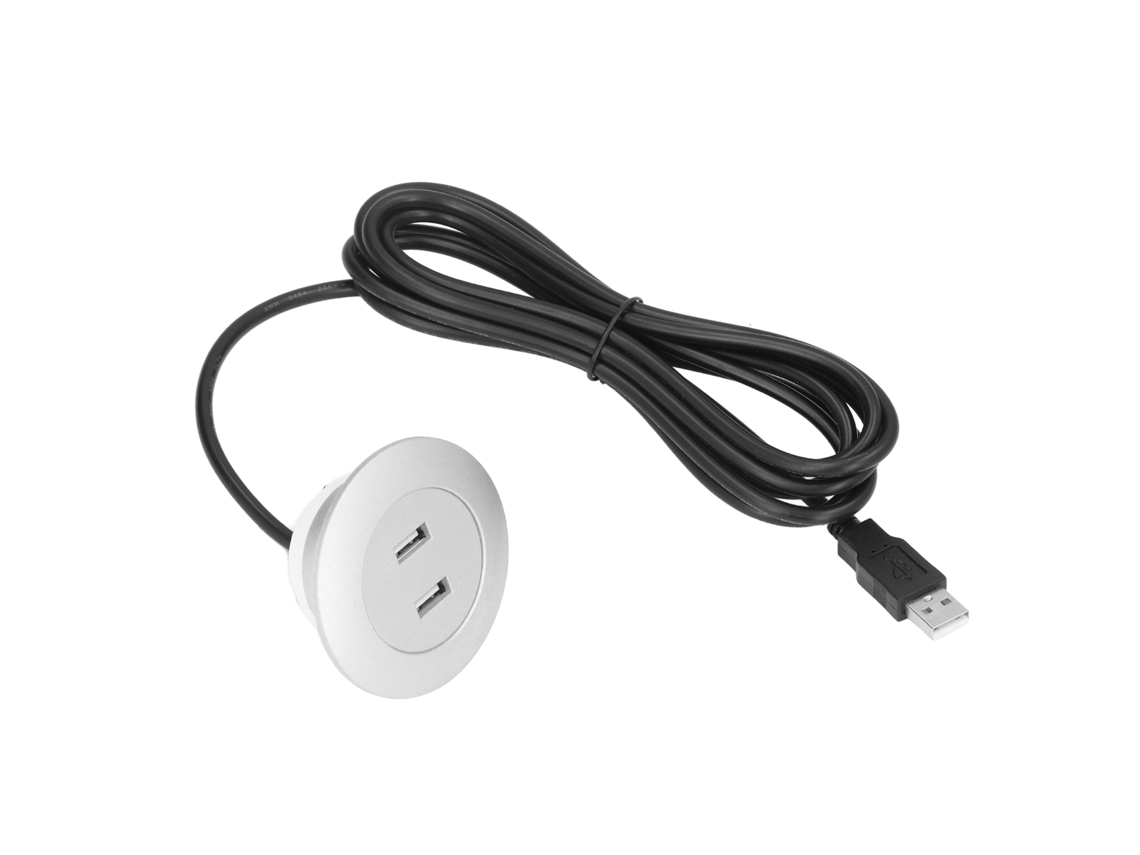 Tomada Usb Embutida para Sofá 2 Portas Prata