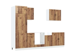 Conjunto de 7 Armários de Cozinha Porto Madeira Velha MAISON EXCLUSIVE