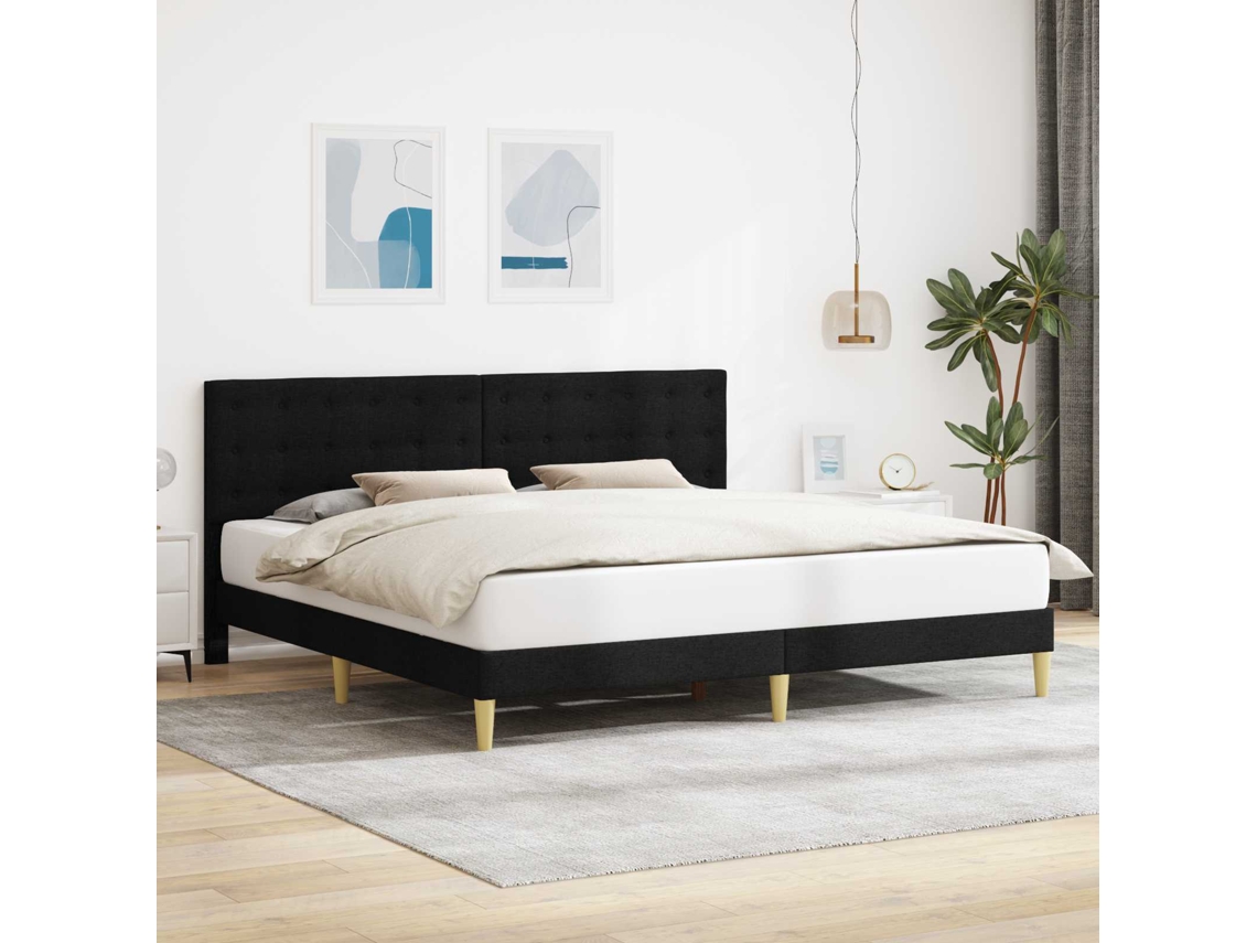 Vidaxl Estrutura Da Cama Com Cabeceira Preto 180 X 200 Cm Tecido