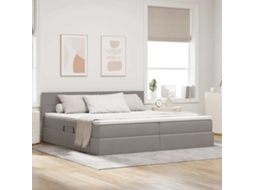 Vidaxl Cama Com Arrumação E Colchão Cinzento-acastanhado 200 X 200 Cm