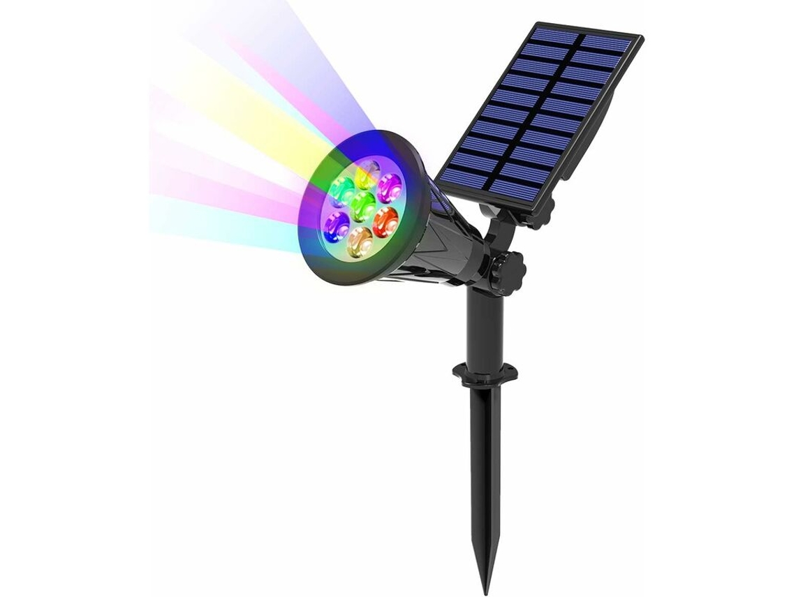 Conjunto de 2 luzes solares LED com 7 mudanças de cor, sem fio, à prova d'água, IP65, para jardim, ajustáveis em 180°. Brilvibera