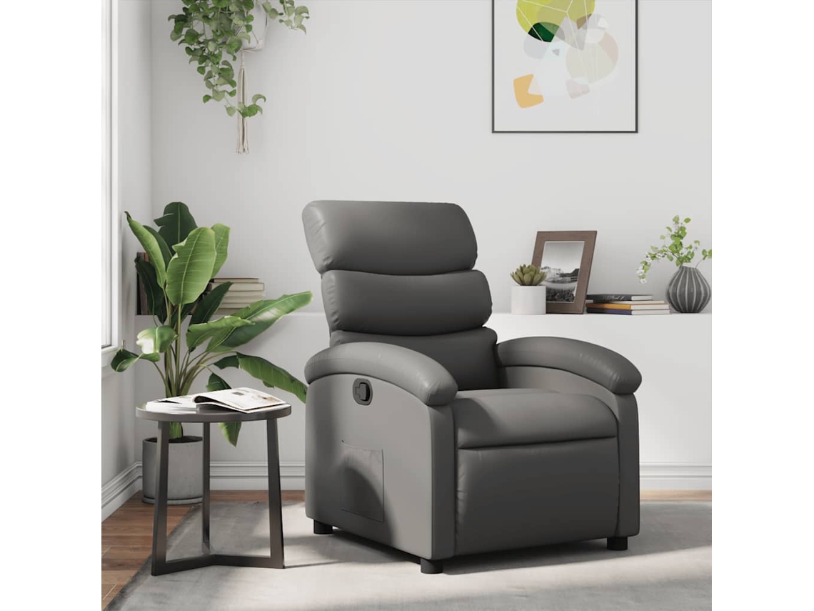 Vidaxl Poltrona Reclinável Couro Artificial Cinzento