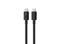 Cabo Thunderbolt 5 de 1m com fichas USB-C, suporta até 240W (USB PD 3.1), 120 Gbs (unidireccional), 80 Gpbs (bidireccional) e vídeo 8K/60Hz Windows e 6K MacOS.