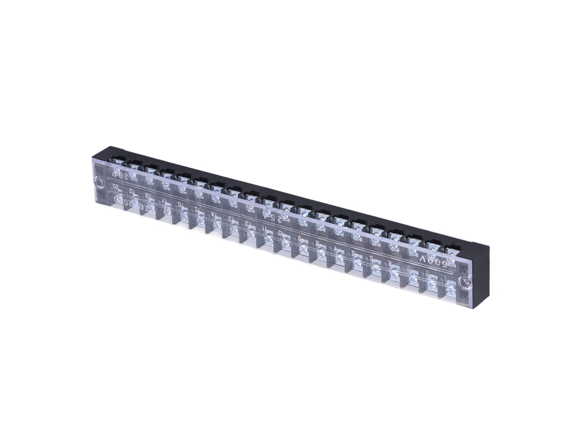 Terminal Block Tb‑2520: 15 Peças, 20 Posições, 2 Fileiras, 600v, 25a, Parafuso