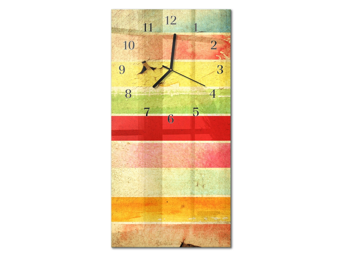 Relógio De Parede De Vidro Multicolor Espelharte (30x60 Cm)