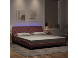 Vidaxl Estrutura de Cama com Led Sem Colchão 180x200 Cm Veludo Rosa