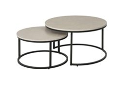 Conjunto de 2 Mesas de Centro Empilháveis e Empilháveis com Pernas Metálicas de Design Industrial Cinza (mi)