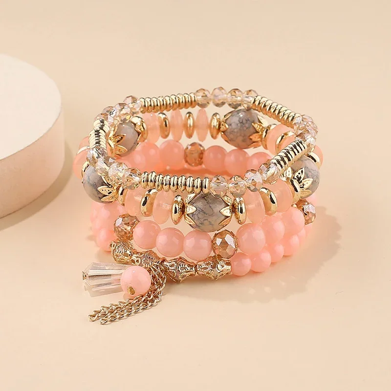 Conjunto De Pulseiras De Contas Empilháveis Estilo Simi