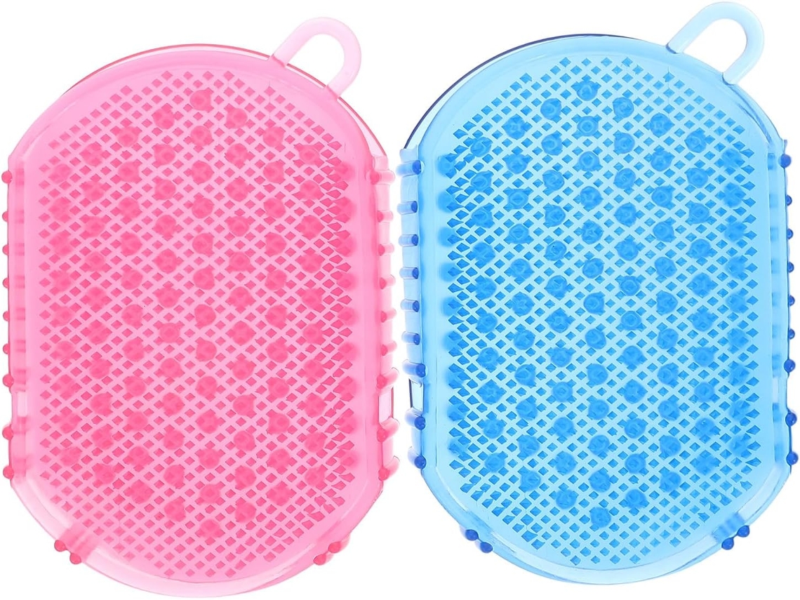 Conjunto Orfofe Com 2 Escovas De Massagem Dupla Face Em Pvc Compacto, Luvas De Banho Para Massagem Relaxante, Esfoliação
