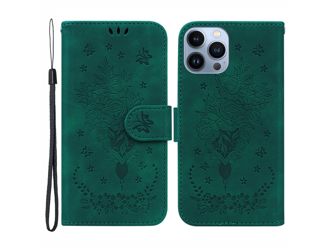 Capa Para Iphone 15 Pro Pele Sintética Verde