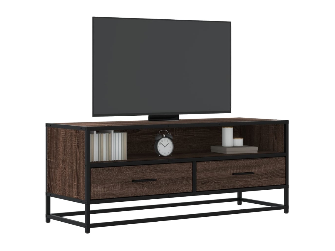 Vidaxl Móvel Tv 100x34,5x40 Cm Deriv. Madeira/metal Carvalho Castanho