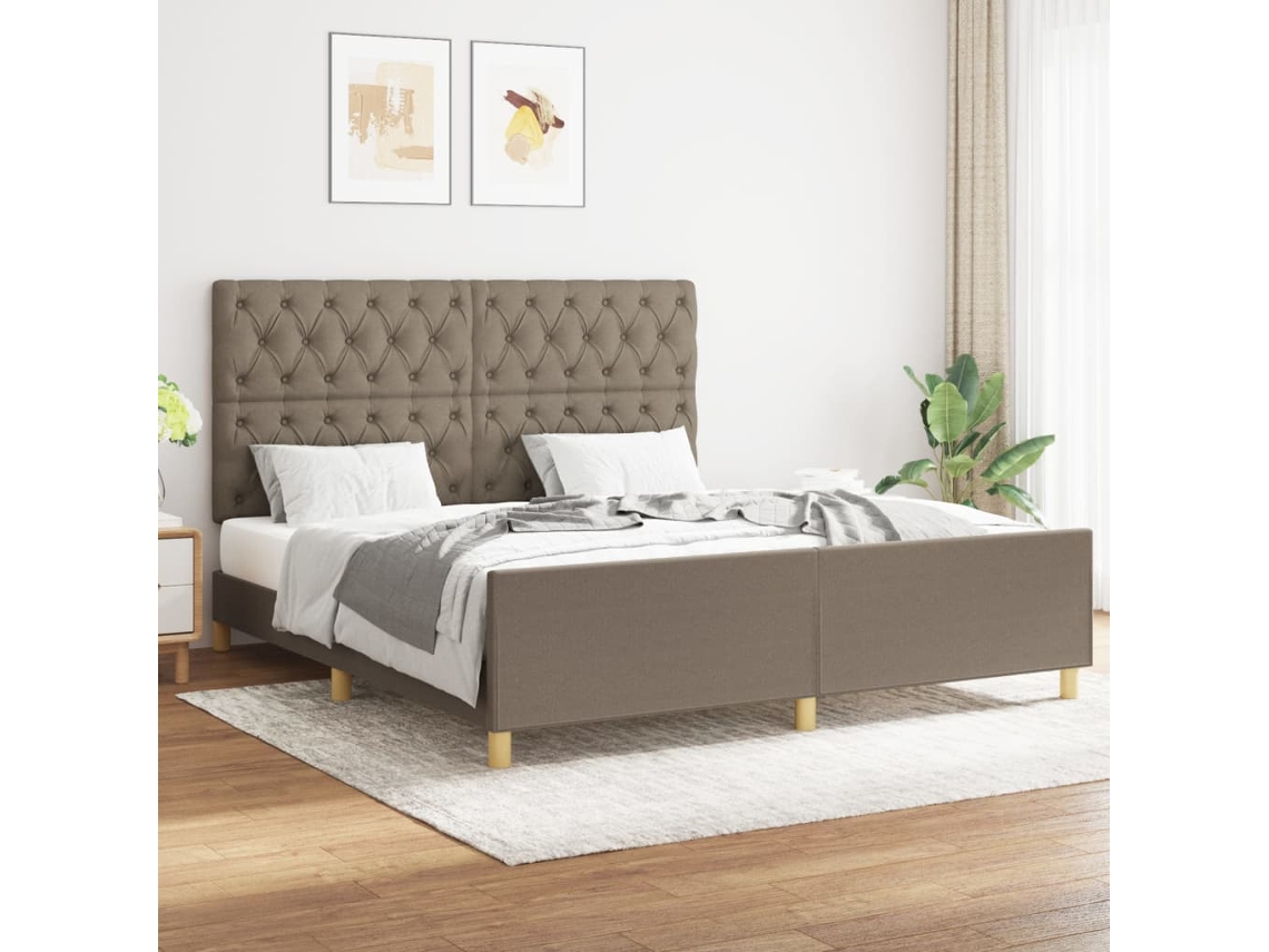 Vidaxl Cama Sem Colchão 160x200 Cm Tecido Castanho-acinzentado
